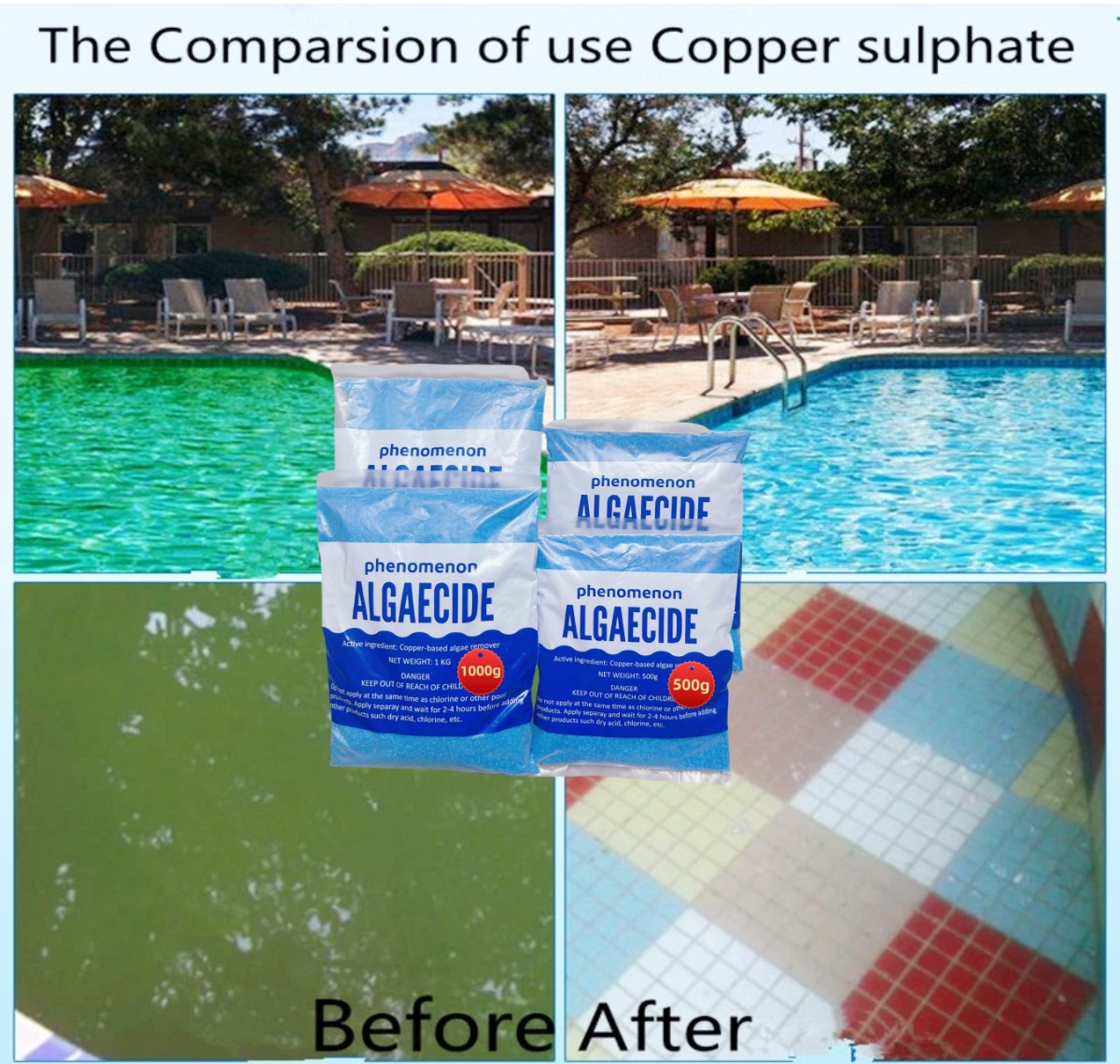 1KG New packaging Swimming pool algaecide philchlon swimming pool anti ...