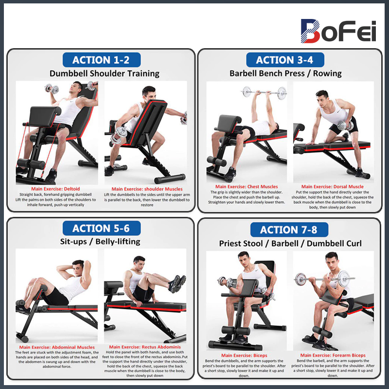 Collapsible Dumbbell Stool Bench Press Stool Adjustable 4 IN 1 Sit-up ...