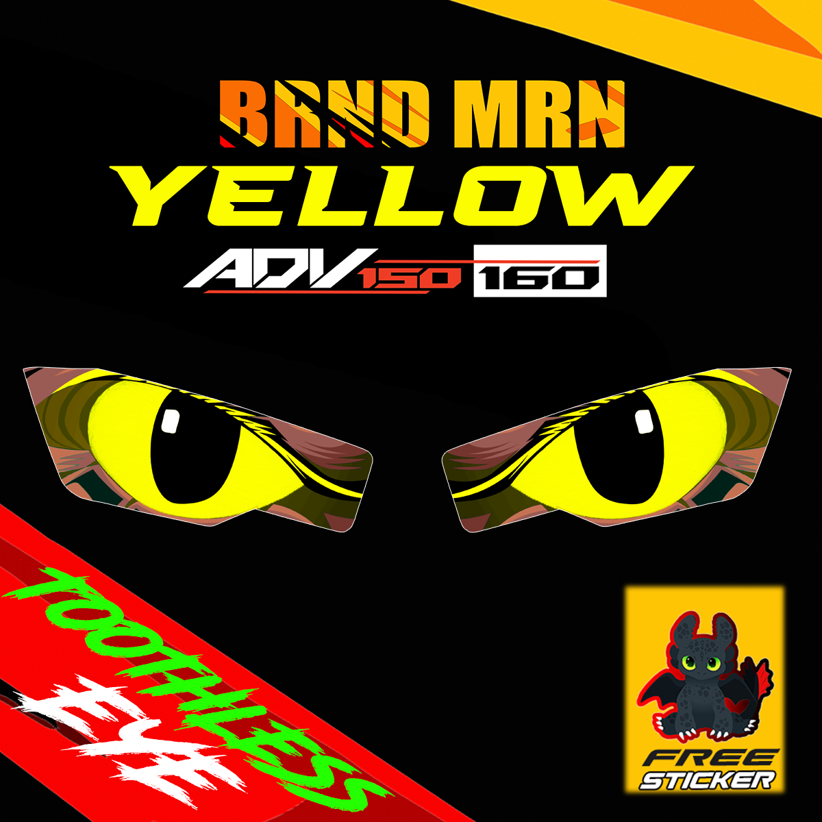 HONDA ADV 150/160 HEADLIGHT TOOTHLESS EYE DECAL STICKER TINT PROTECTOR ...
