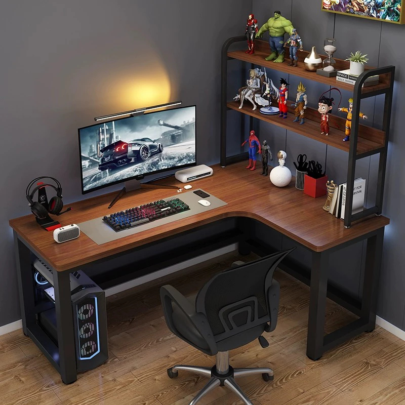 L-shaped Table Computer Table Study Desk Modern Durable Steel Frame ...