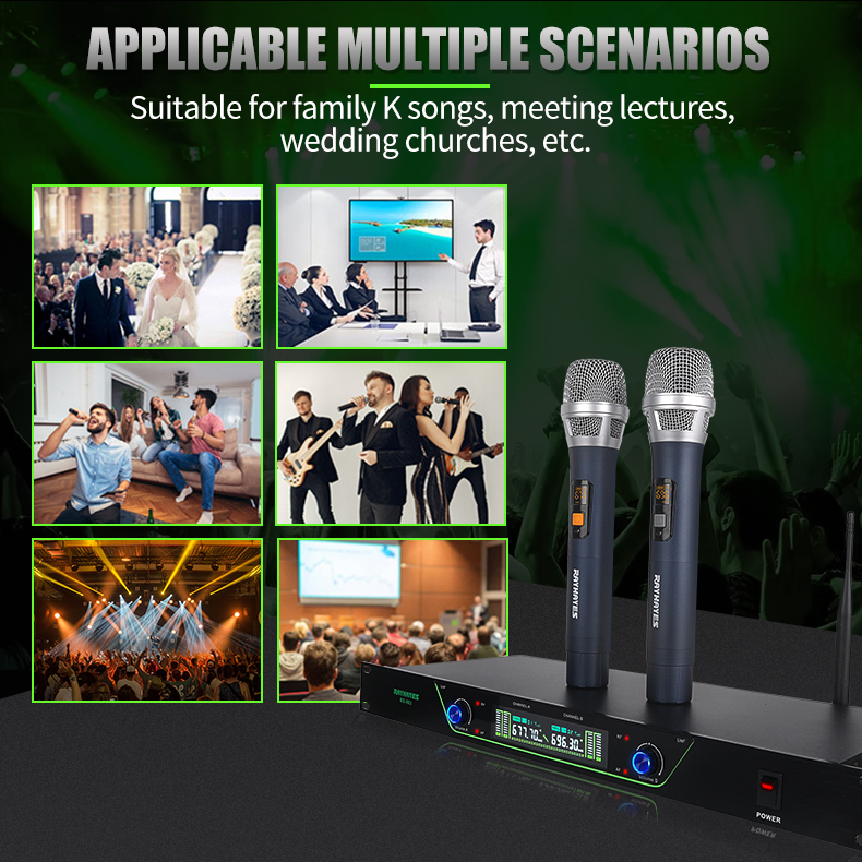 Wireless Microphone UHF Rechargeable Microphone Heavy Duty 200 Meters ...