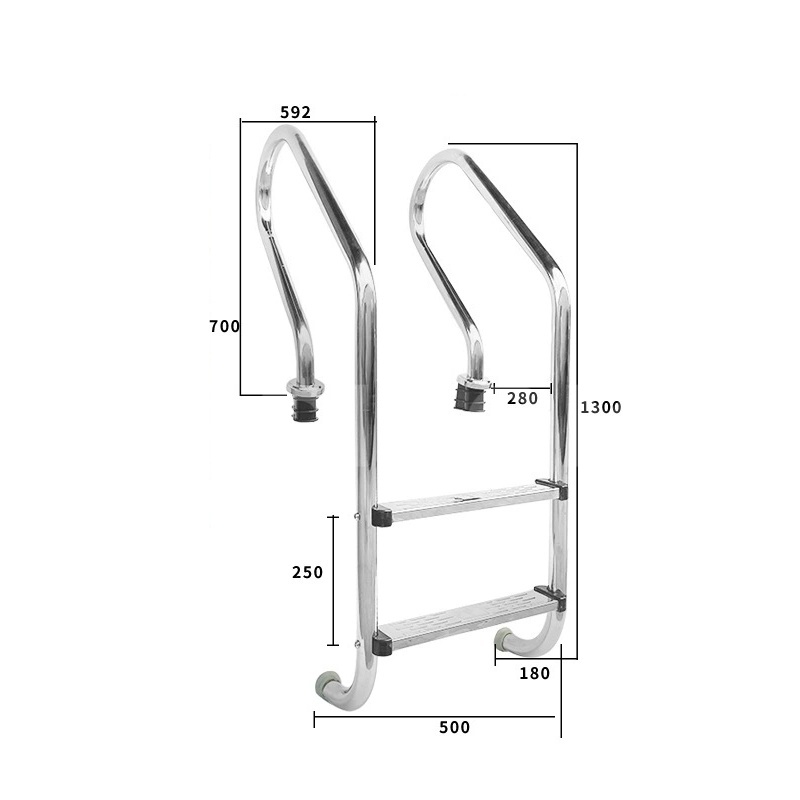 Stainless steel pool ladder with built-in P-shaped handrail 2/3 step ...