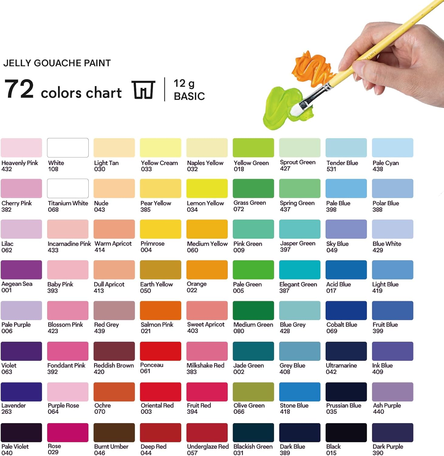 MIYA HIMI Twin Cup Jelly Gouache Paint Set – 72 Colors x 12g | Non ...