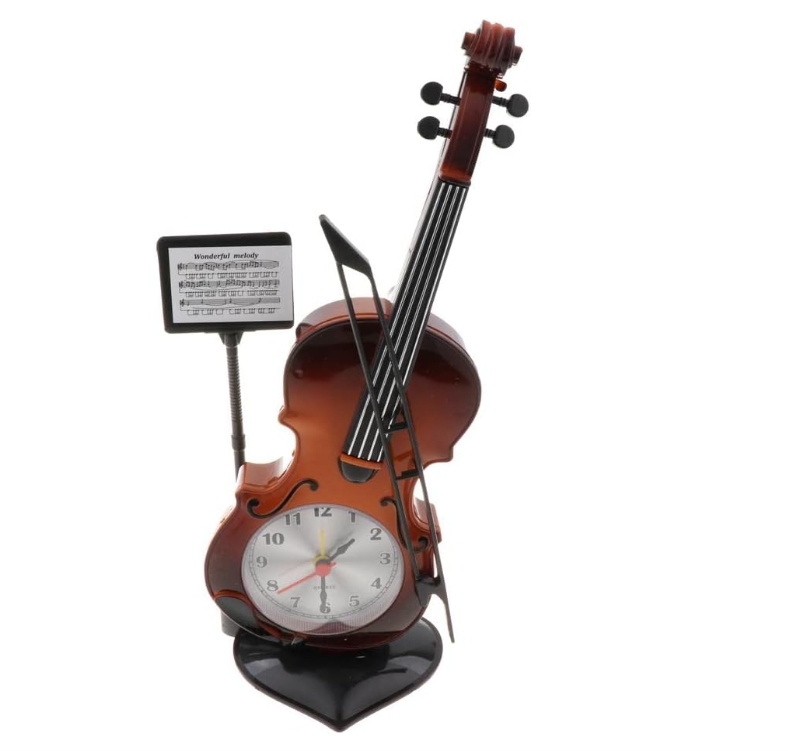 STL 1pc Classic Table Desk Clock Elegant Violin and Cello Alarm For ...