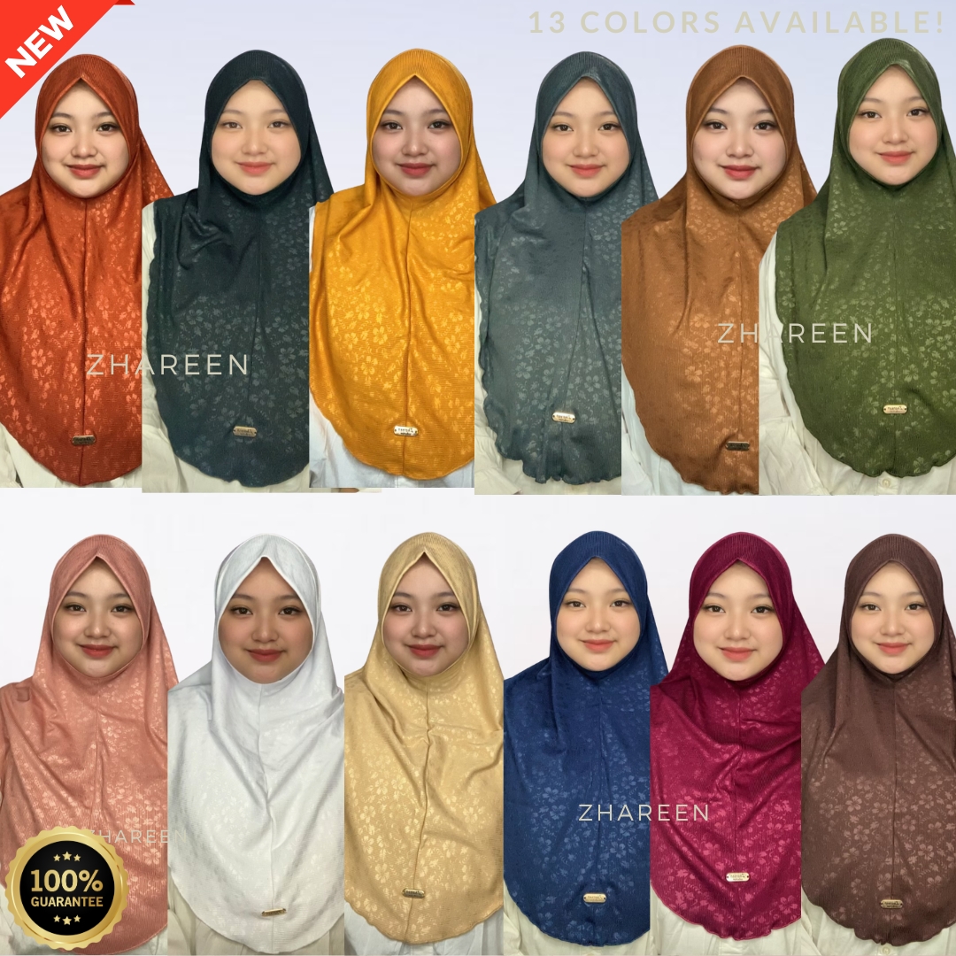 Zhareen 3D Embossed with chin cover HIGH QUALITY HIJAB | Shopee Philippines