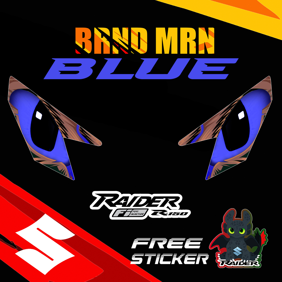 Suzuki Raider R150 FI Toothless eye decal clear sticker tint protector ...