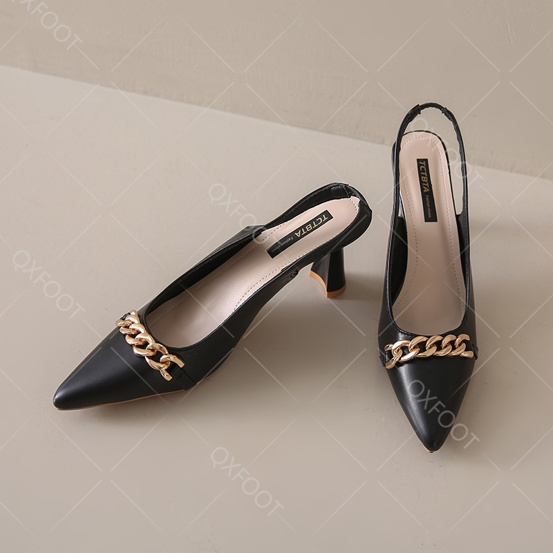 Retro Pointed Sandals For Women With Heels Elegant Chunky Heel Casual ...