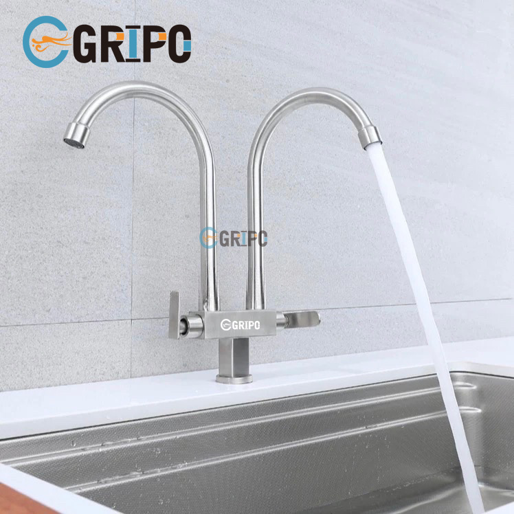 GRIPO 304 Stainless Double dragon dual water tap kitchen faucet 406HE ...