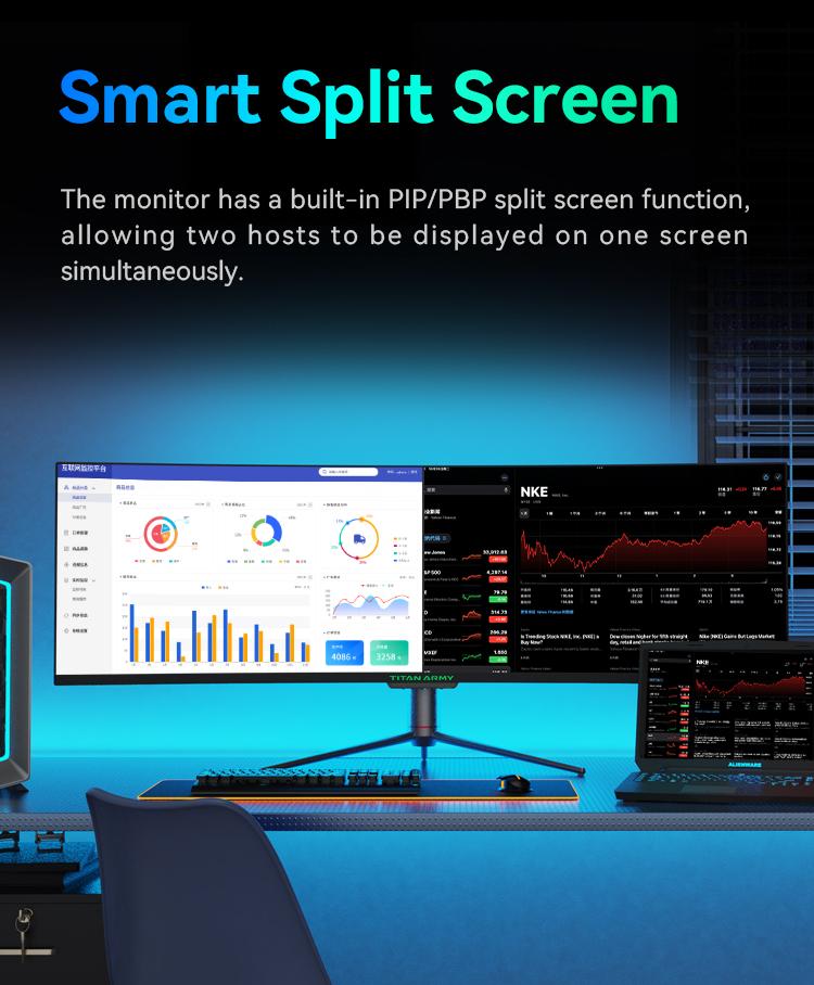 TITAN ARMY C49SHC 49 inch Curved 144Hz Type-C65W HDR 32:9 Dual Display ...