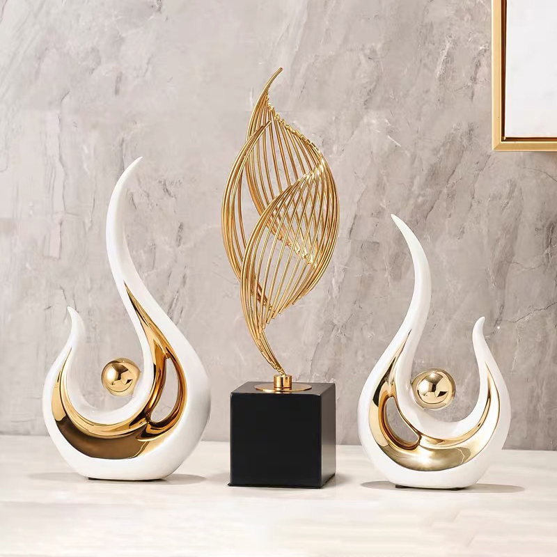 2PCS Modern Luxury Decor Ceramic Ornaments Abstract Minimalist Home ...