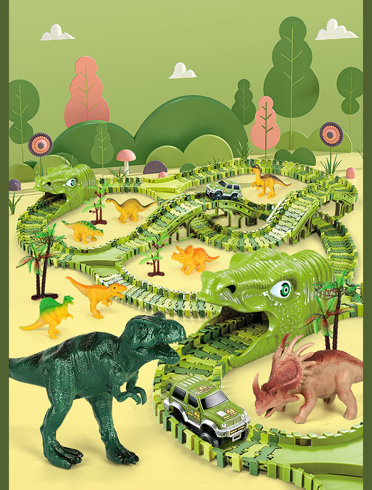 TinyTots 3D DIY Dinosaur Rail Car Toys For Kids Electric Track Train ...