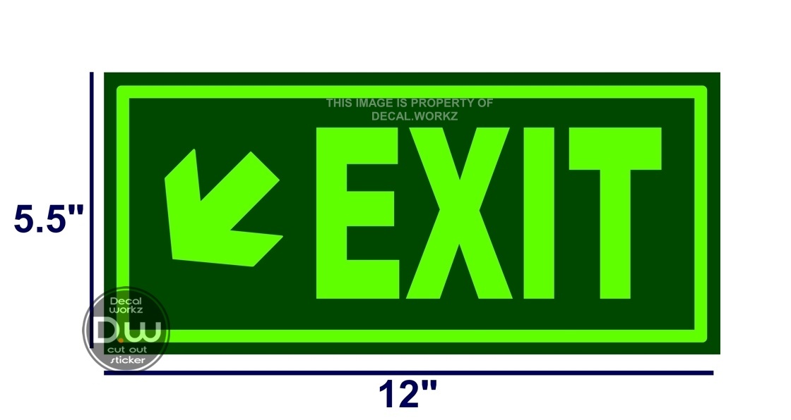 Luminous EXIT Arrow Sign Glow in the Dark Cut Out Luminous Sticker in ...