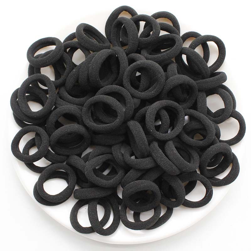 100Pcs Black High Elasticity Seamless Soft Hair Ties/Women Ponytail ...