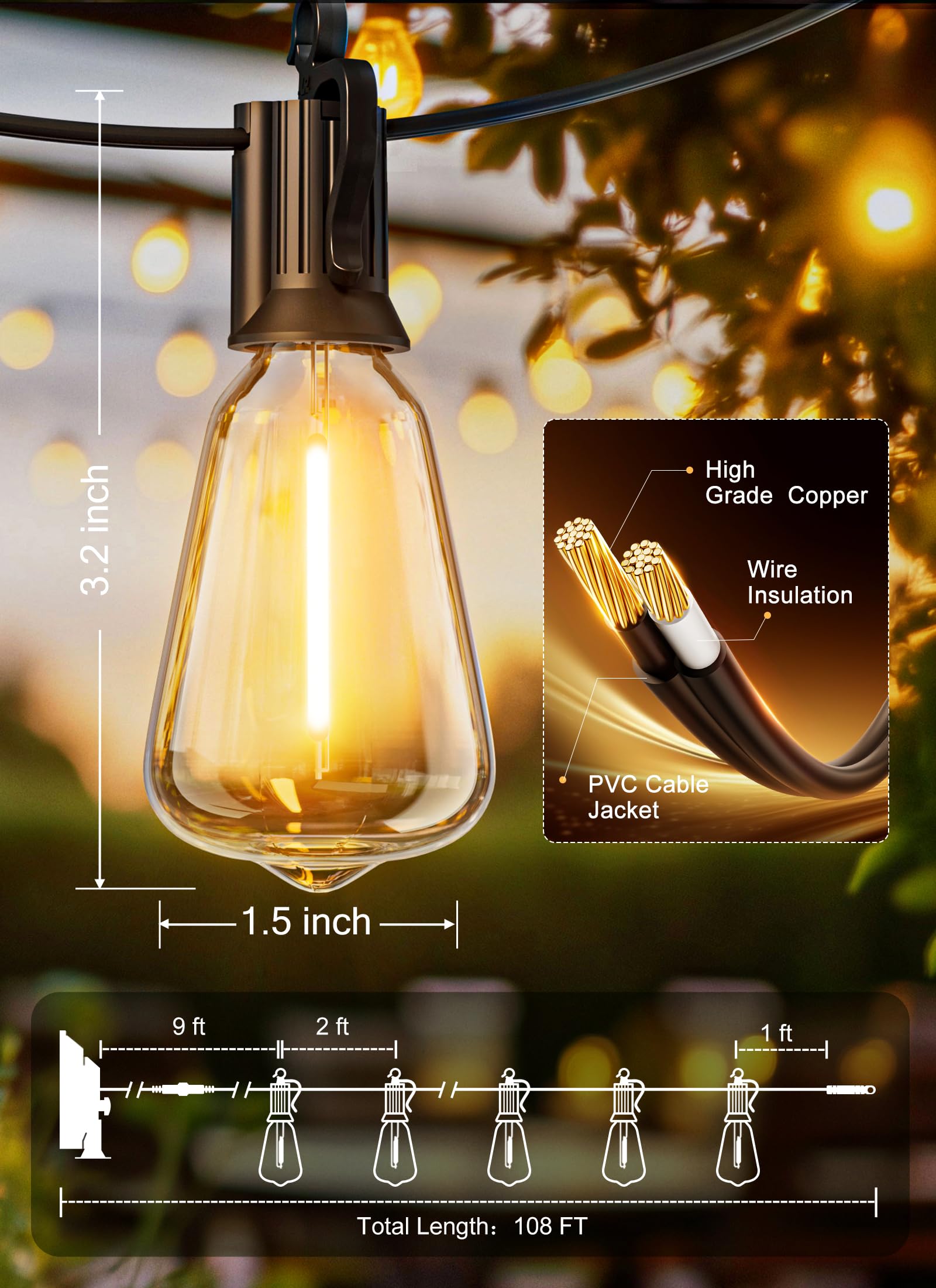 OOKAS Solar Light Bulb Fairy Light Christmas Light LED String Lights ...