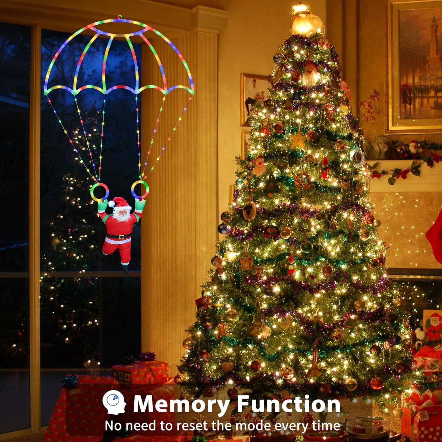 1.5/3M Christmas Decorations LED Ladder With Climbing Santa Claus ...