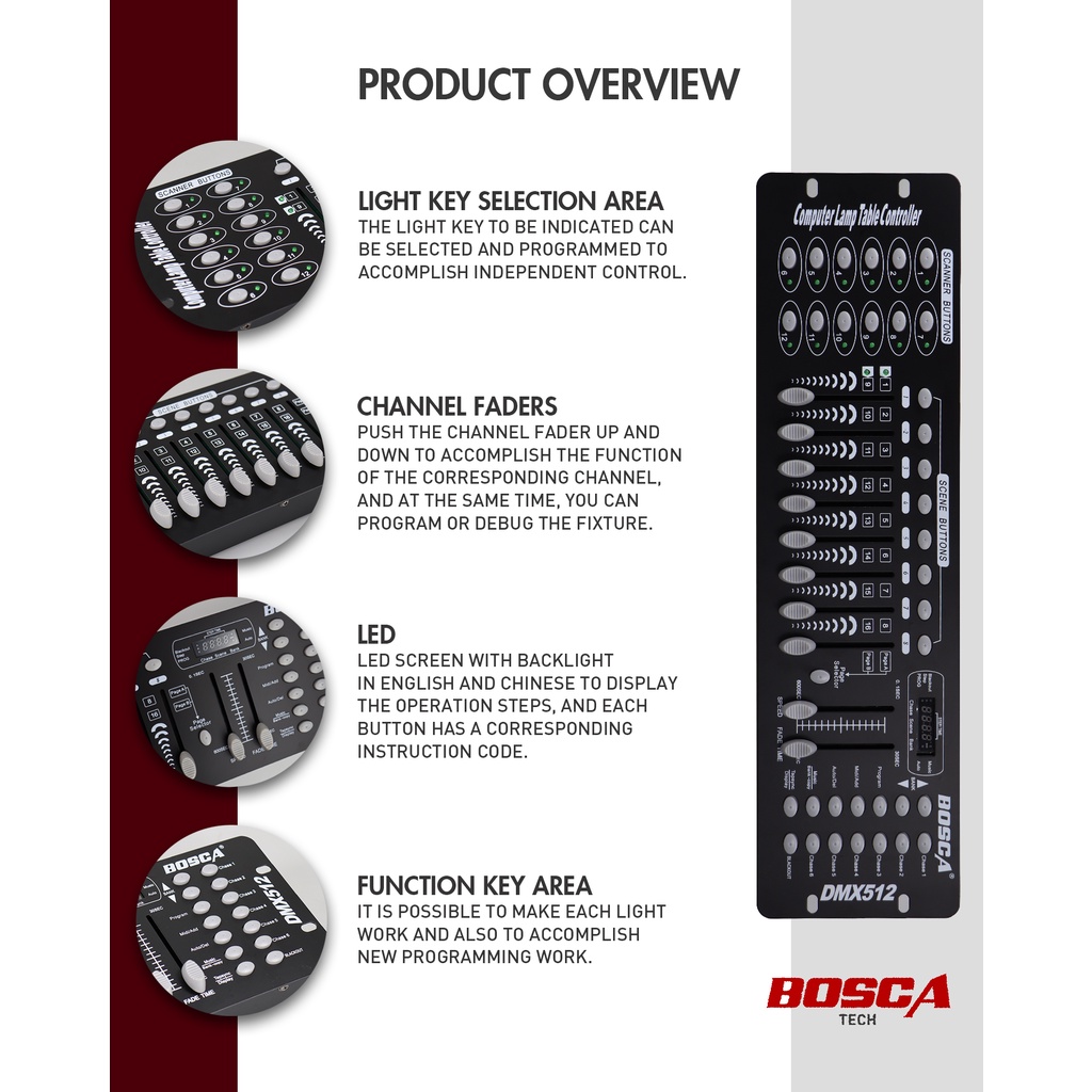 192 Channels DMX 512 Controller Stage DJ Light Controller Lighting ...