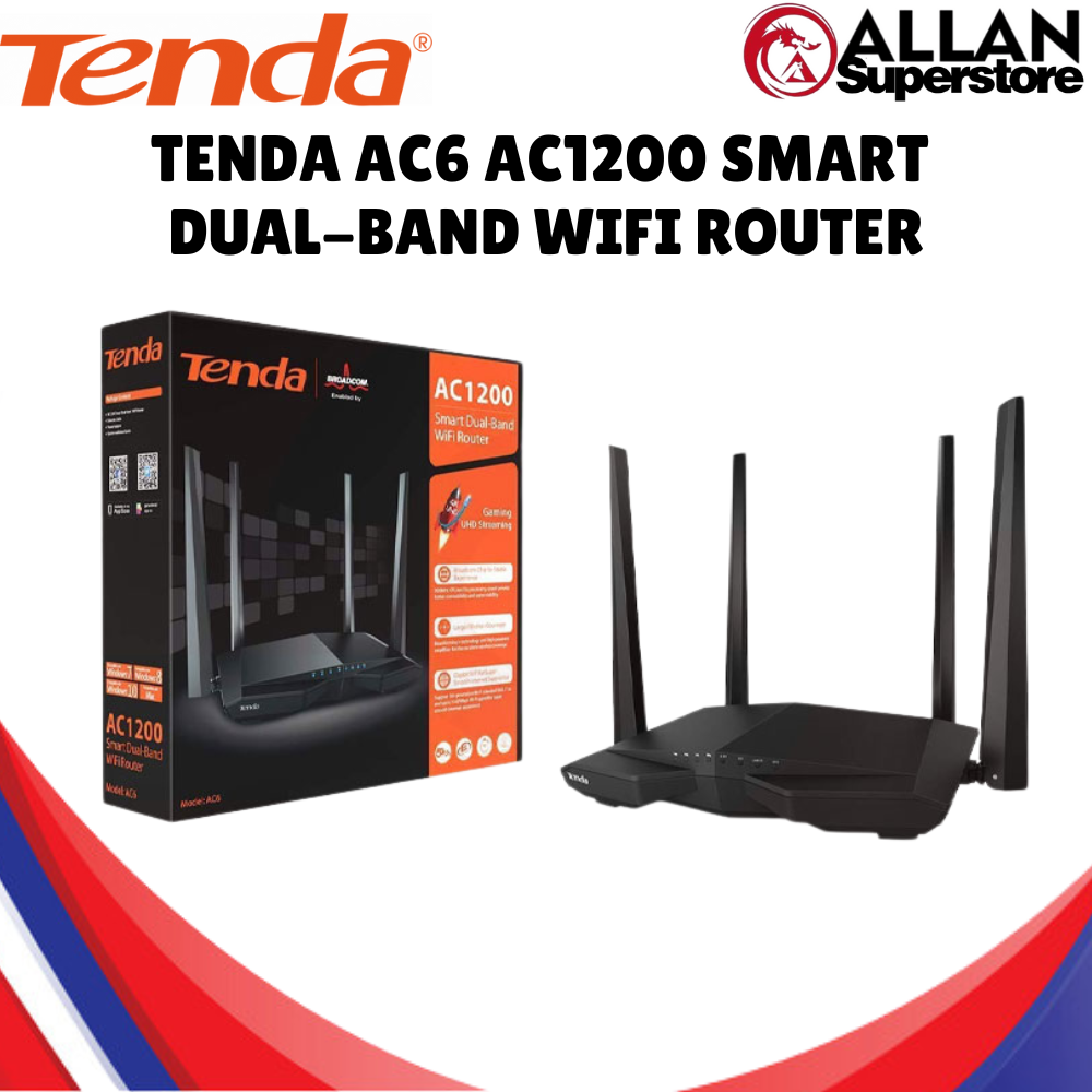 Tenda Ac6 Wireless Wi-Fi Router 5g 1200mbps 2.4ghz 5.0ghz 5x6dbi ...