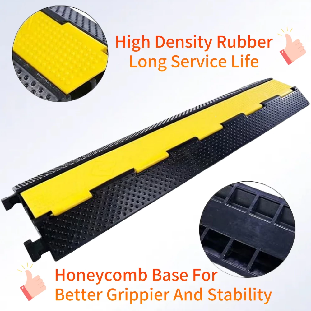Yellow/Black Rubber Humps Speed Bump Car Cable RampProtector Wire Floor ...