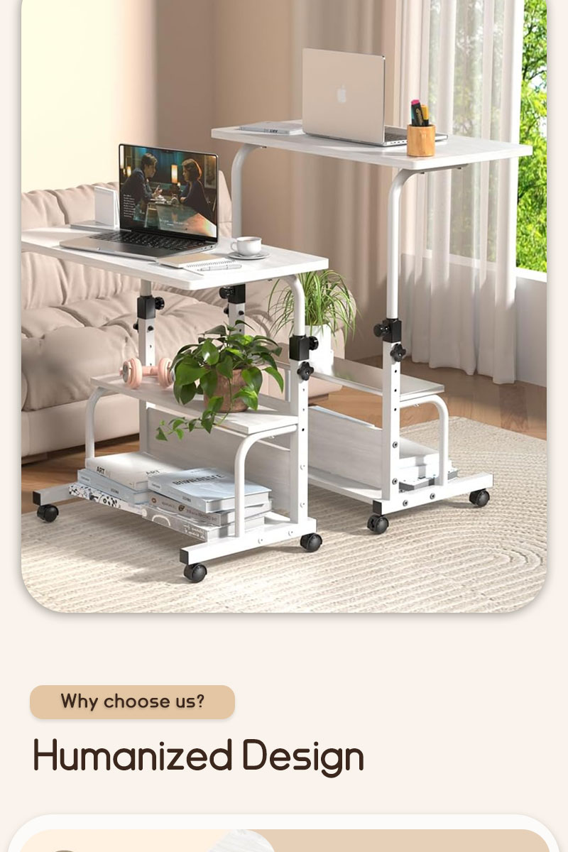 COD Mobile Side Table Laptop Table Mobile Laptop Desk Cart Adjustable ...