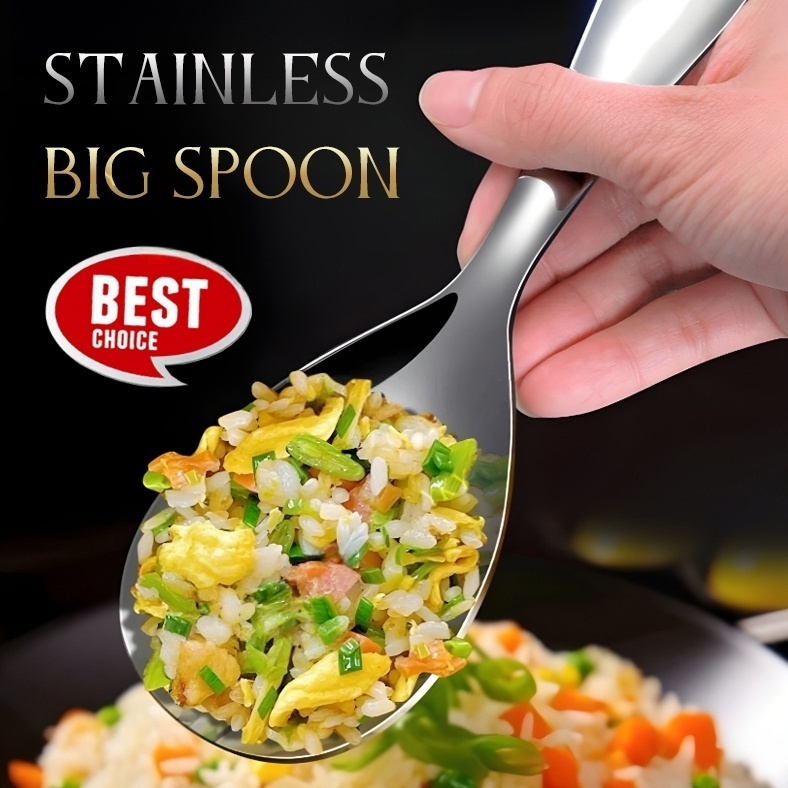 Non-stick Rice Spoon Rice Serving Scooper Stainless Steel Large Spoon ...