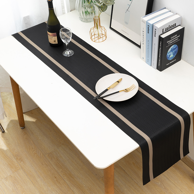 PVC Table Runner Minimalistic Gold Thread Dinning Table Runner Elegant ...