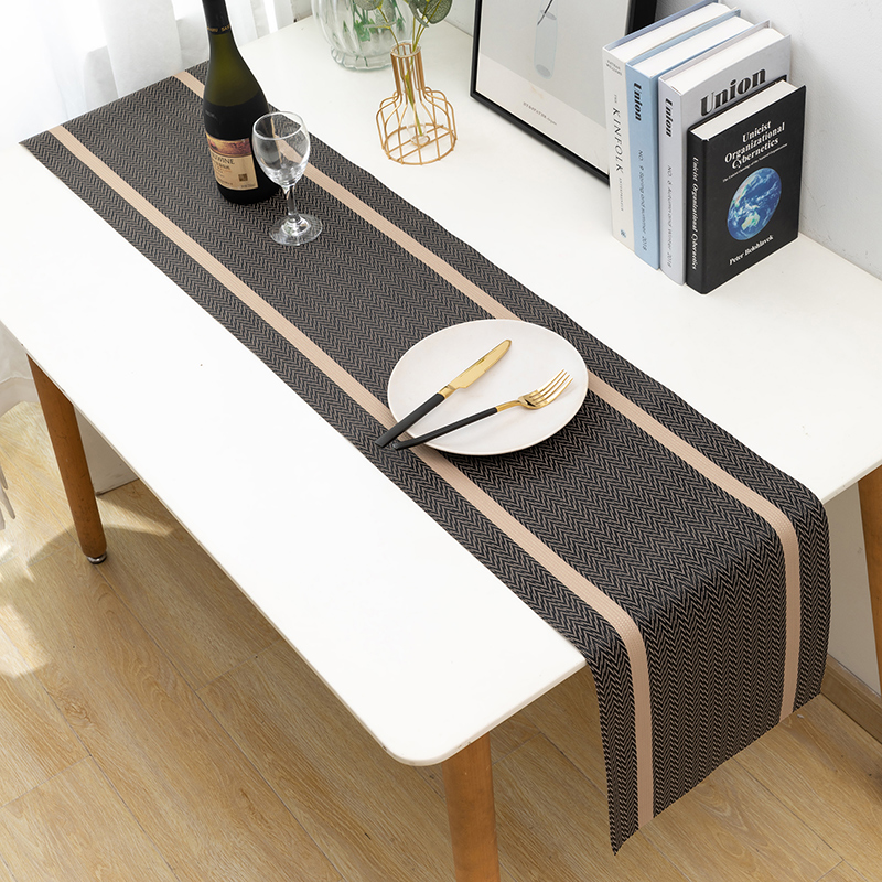 PVC Table Runner Minimalistic Gold Thread Dinning Table Runner Elegant ...