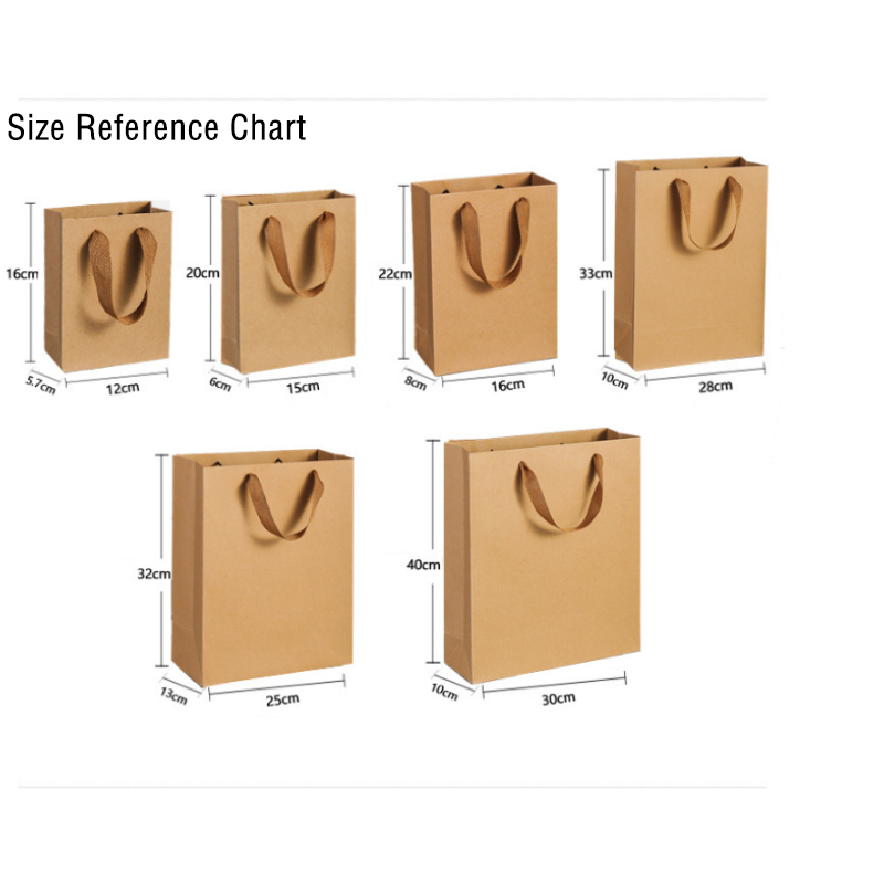 10pcs Kraft Paper Bag Ordinary Rope Handle Tote Bag Gift High Quality ...