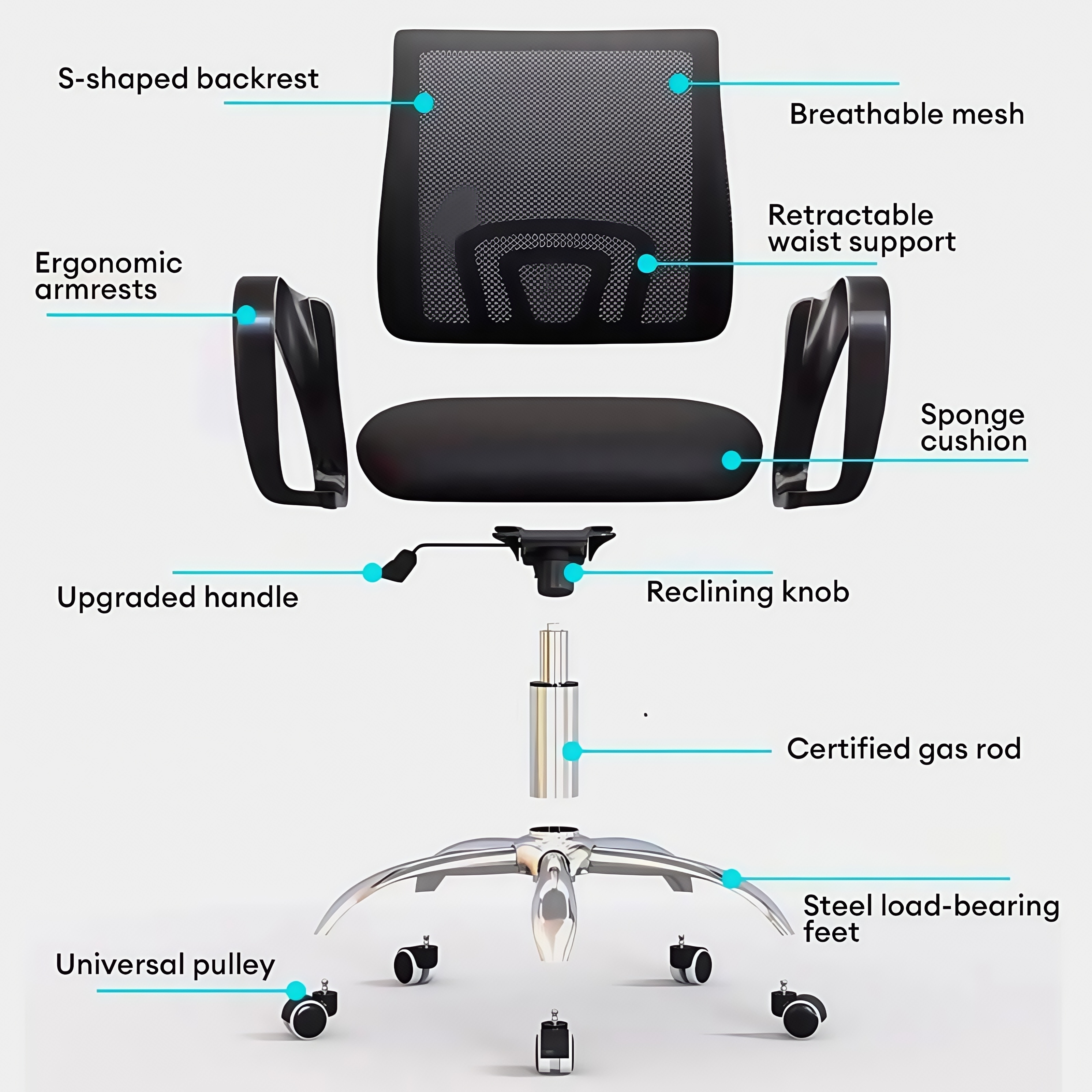 Office Chair minimalist Computer Chair Swivel High Back Study Chair Net ...