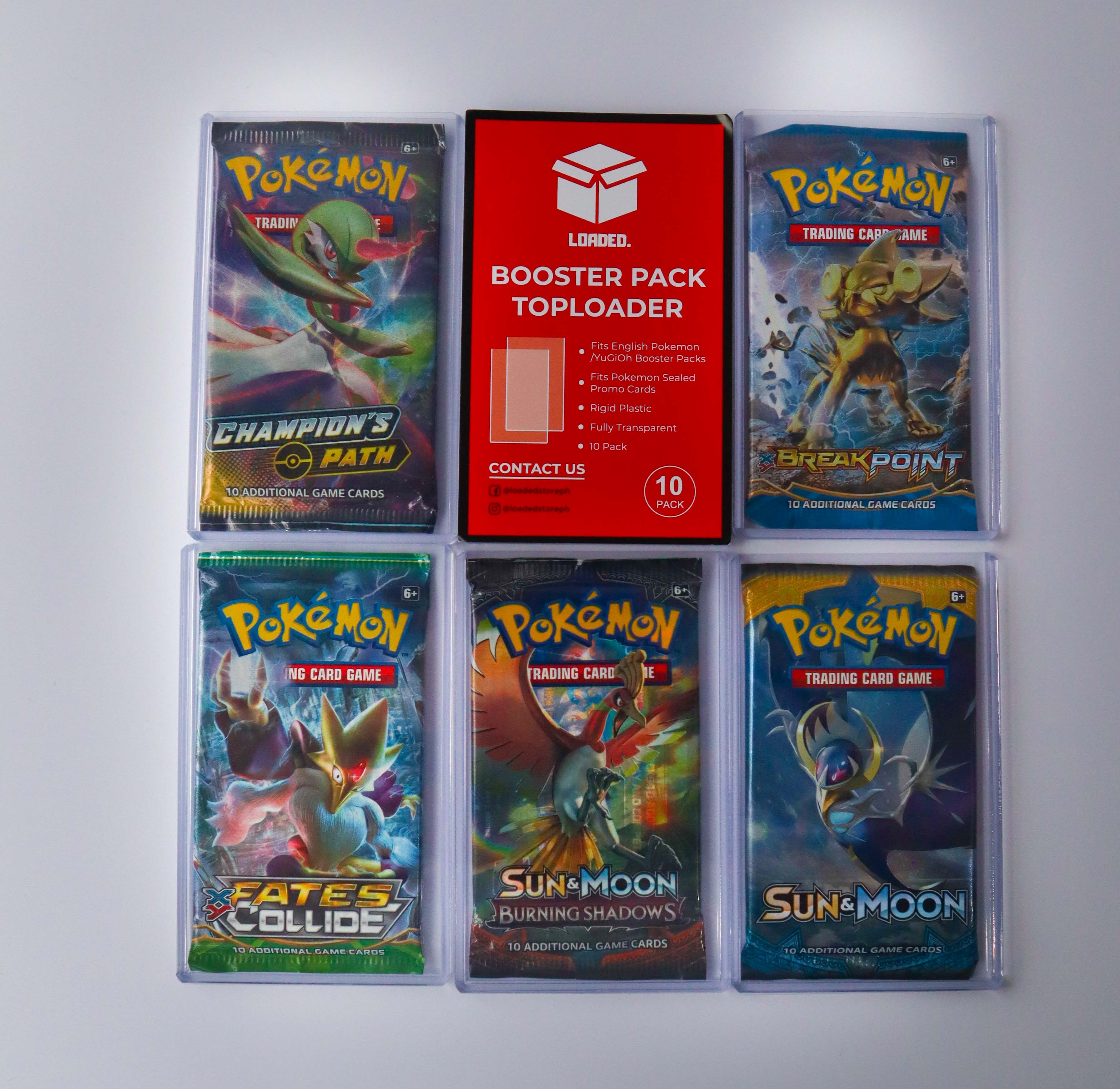 LOADED Booster Pack Toploaders – 10-Pack Rigid Holders for Pokémon, One ...