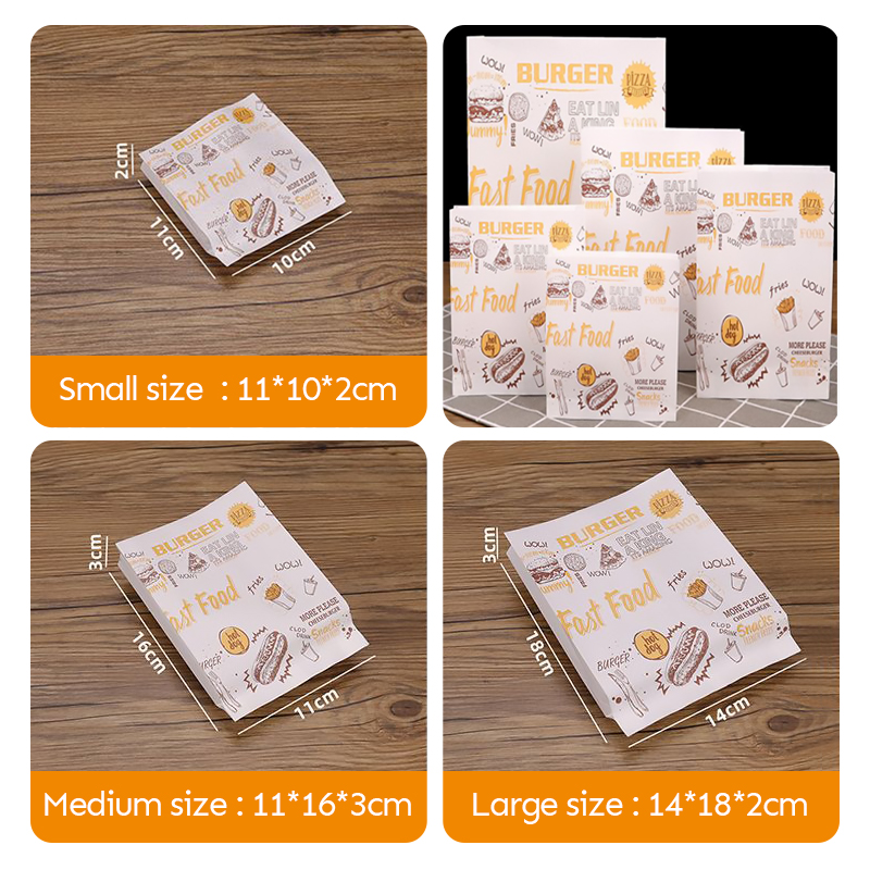 100Pcs French Fries Wrapper Greaseproof Paper Bag Fried Chicken ...