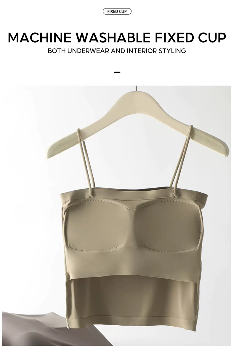 【Fast Shipping】Summer Padded Bra Top Ice Silk Sling Camisole Women ...