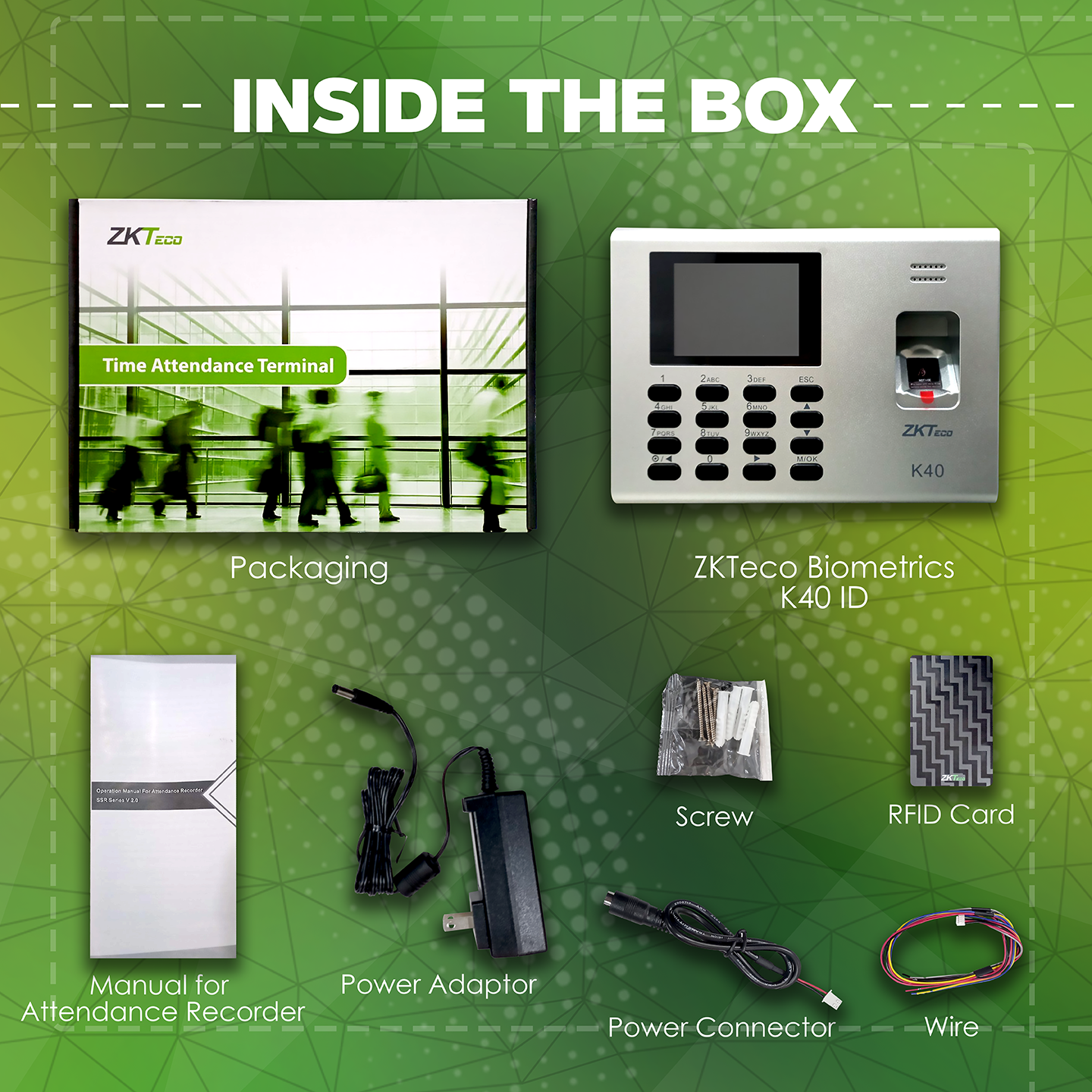 K40 Time attendance biometric Simple access control or external bell ...