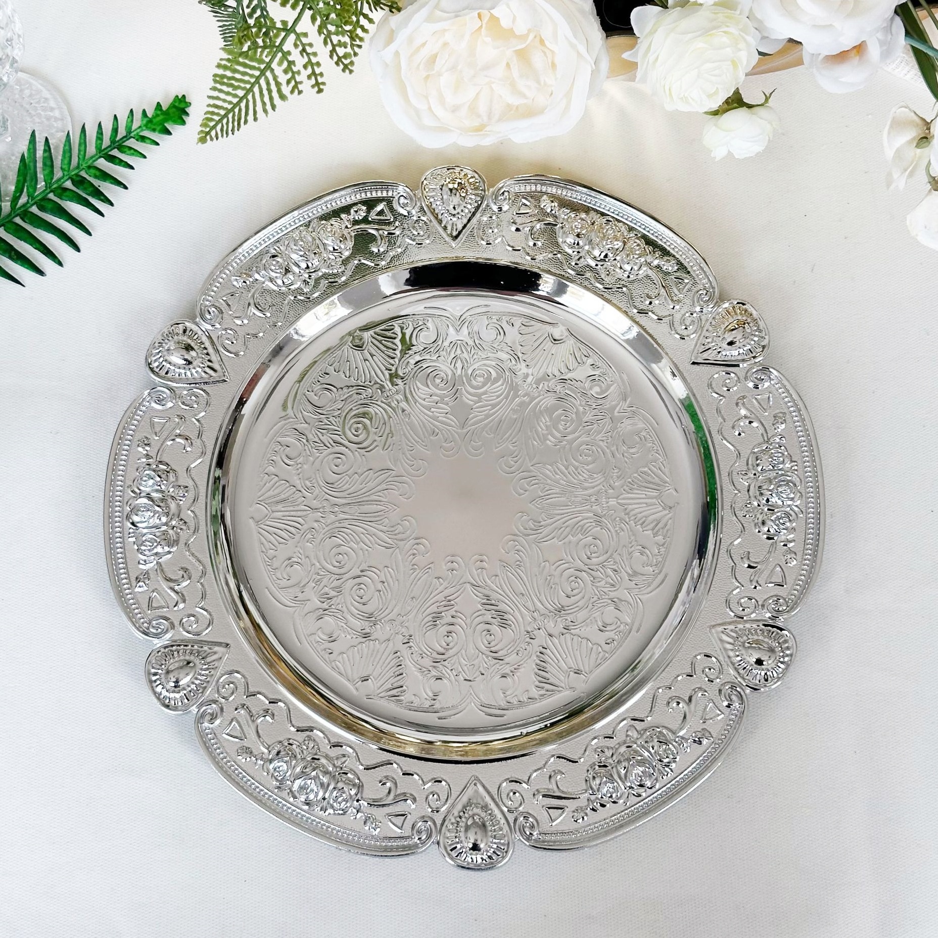 13 Inch Elegant Floral Dinner Charger Plate Plastic Plate Plating ...