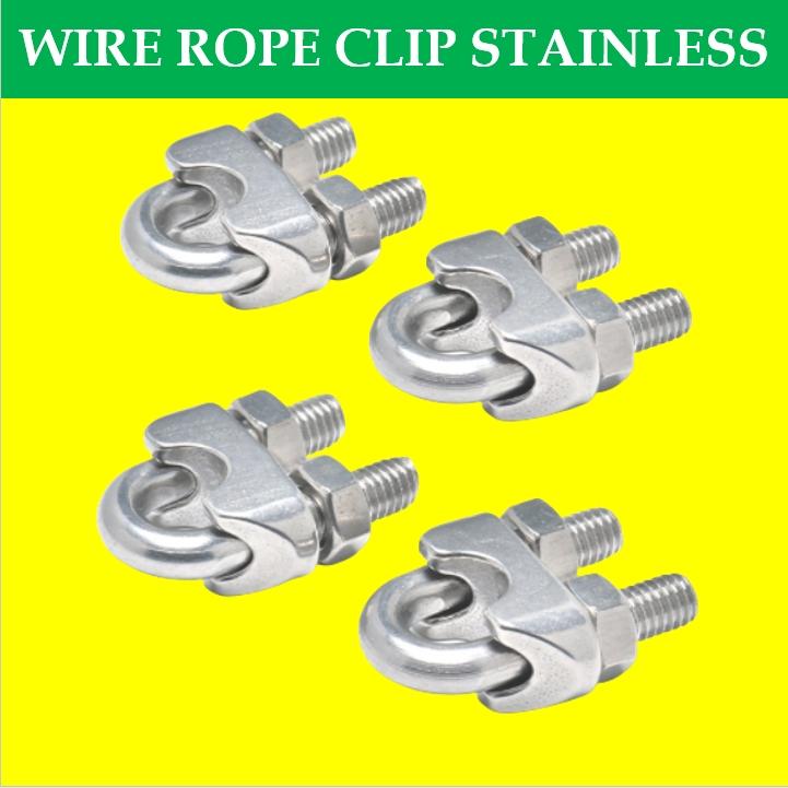 Mago 100pcs 4mm Stainless Stell Wire Rope Clip Saddle Clip Grade 304 ...