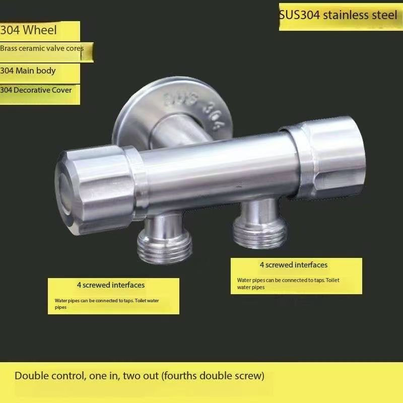 304 stainless steel three-way dual-control triangular valve for one-in ...