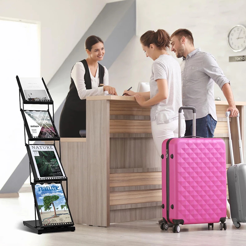 A4 Fashion Ferruginous Foldable Magazine Brochure Stand Rack/Hotel ...