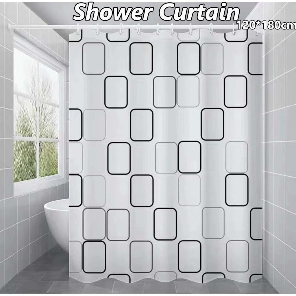 PEVA Geometric Pattern Waterproof Bath Curtain High-Quality Thickened ...