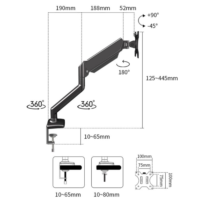 Portable monitor bracket arm, suitable for 17-32 inch computer screen ...