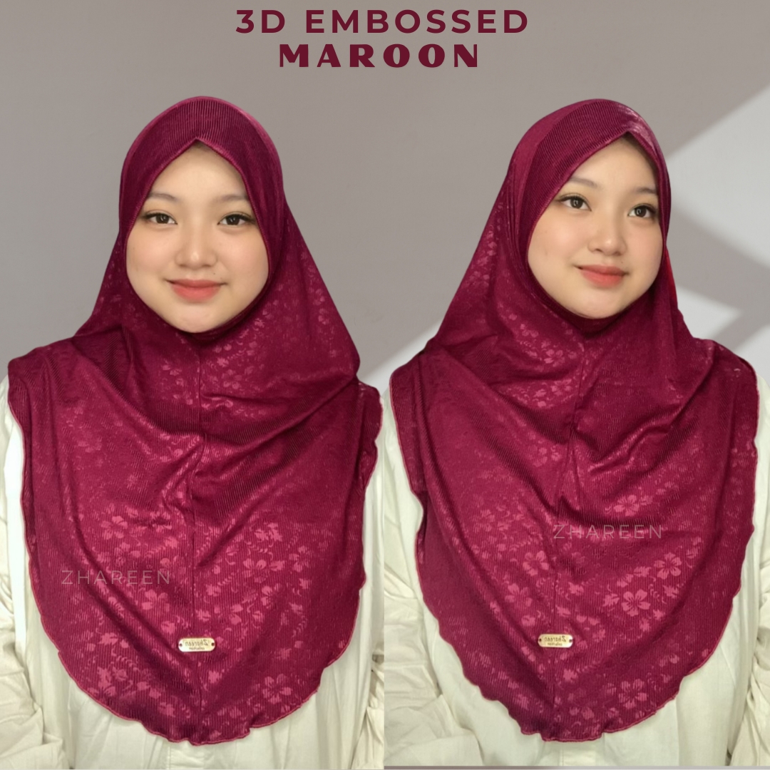 Zhareen 3D Embossed with chin cover HIGH QUALITY HIJAB | Shopee Philippines