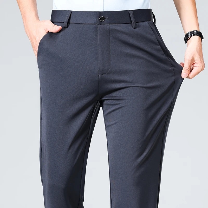 Men's Summer Thin Fashion Business Casual Suit Pants Long Pants Elastic ...