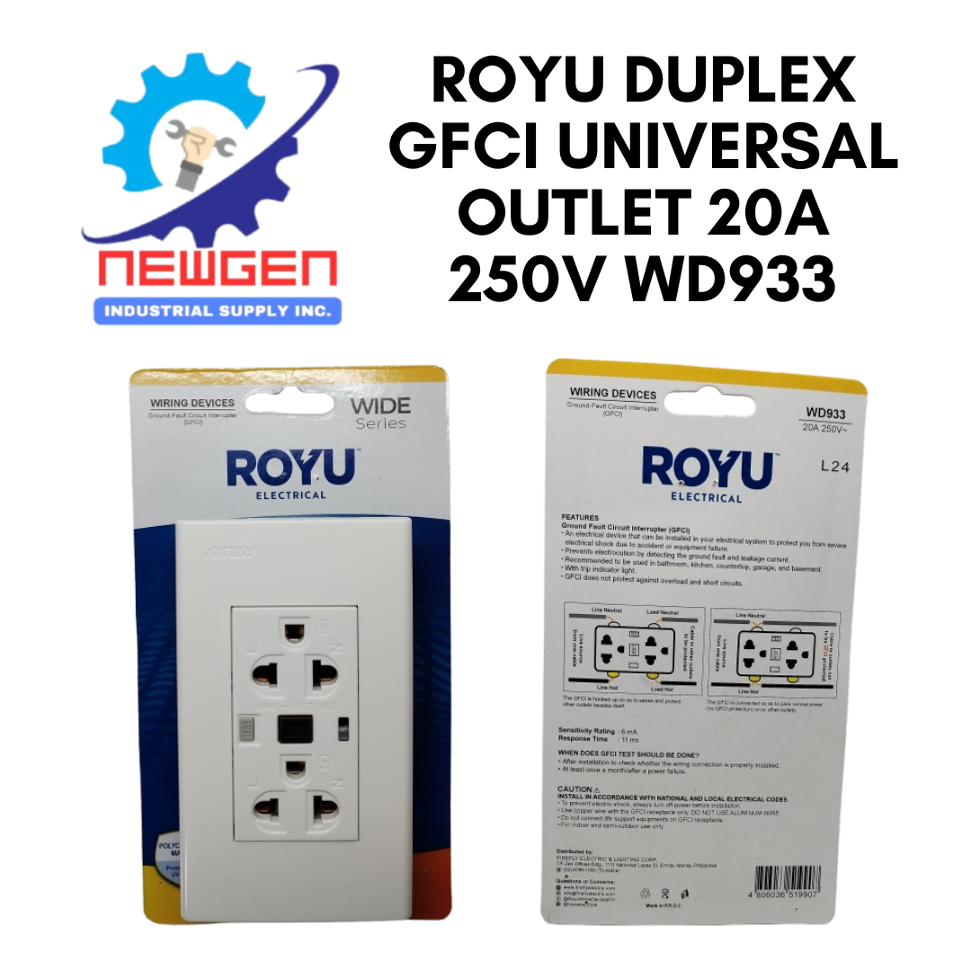 ROYU DUPLEX GFCI UNIVERSAL OUTLET 20A 250V WD933 | Shopee Philippines