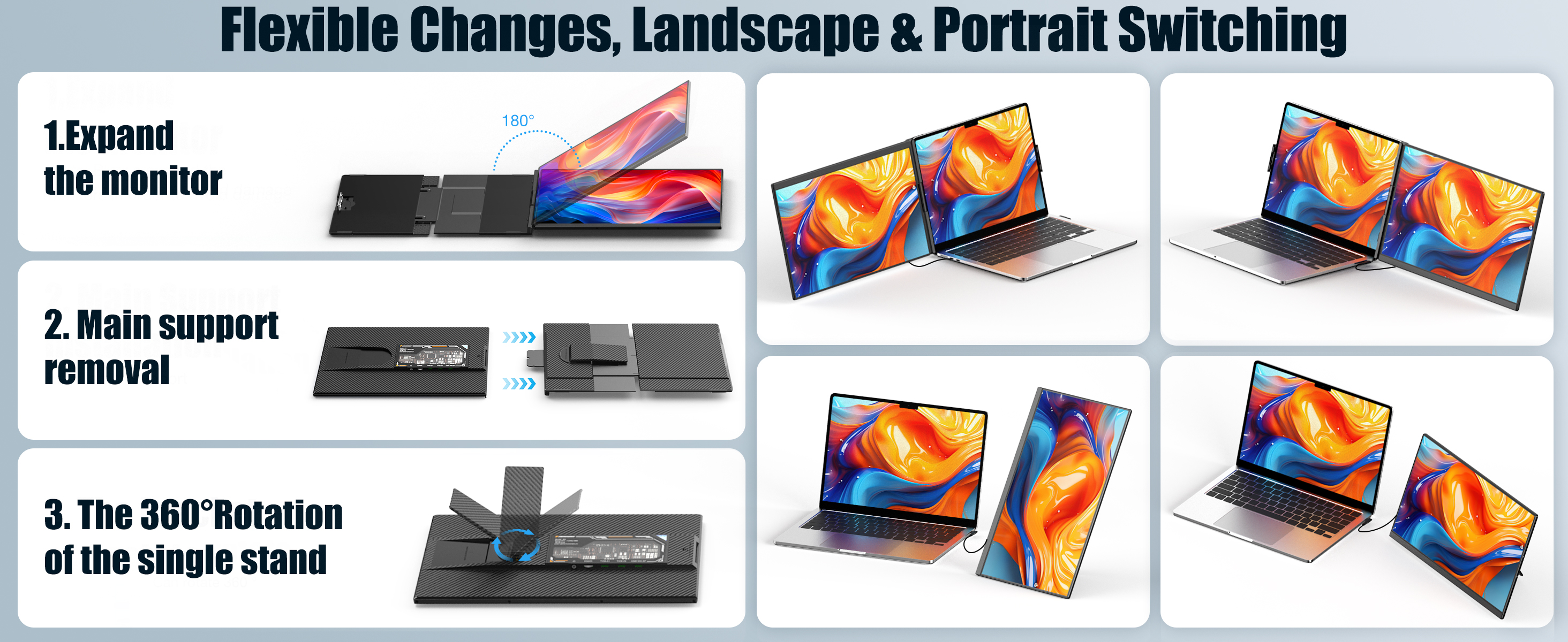 15.6in Portable Monitor 1080p 60hz FHD Removable Extender Screen for ...