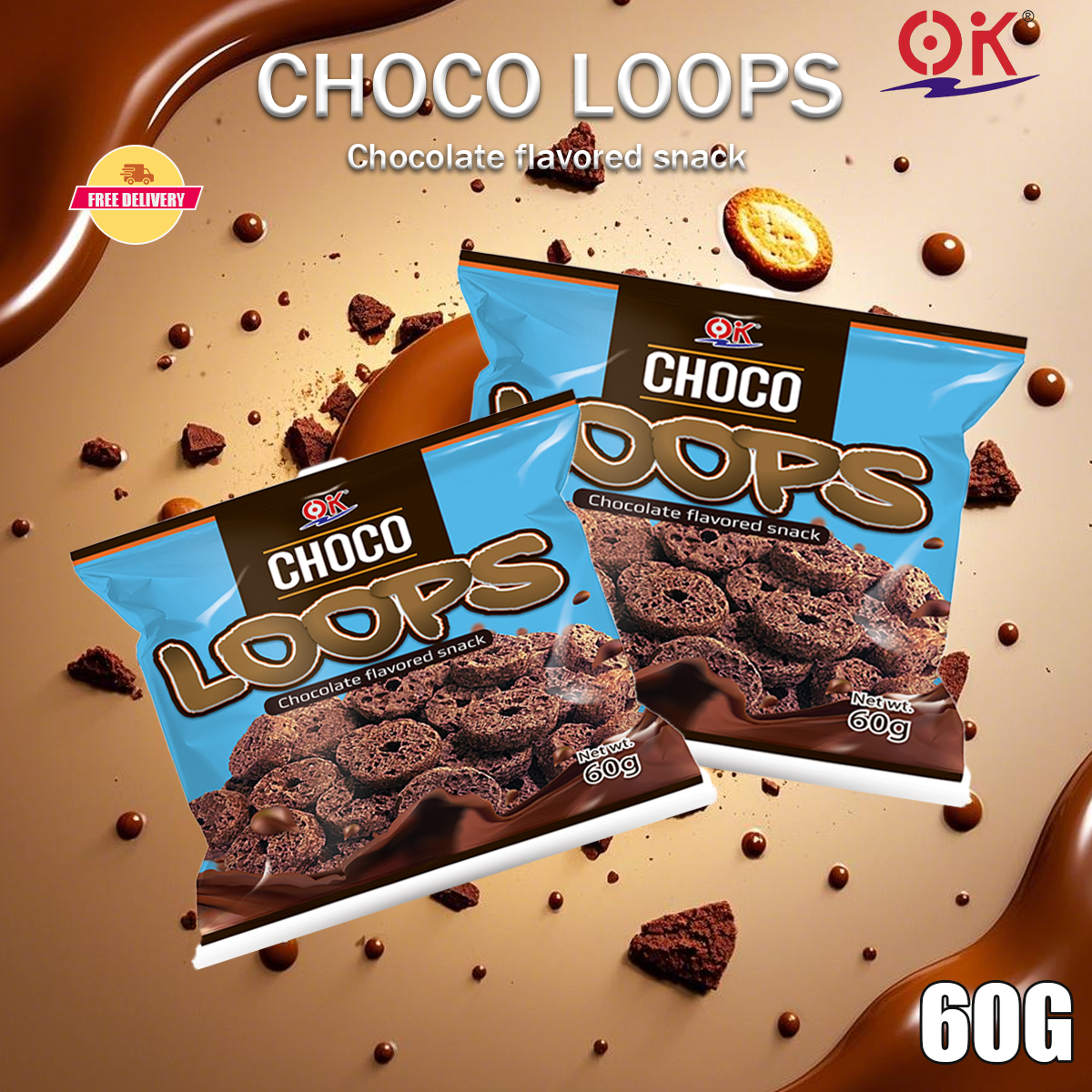 OK snacks chocolate ring biscuits chocolate flavored snacks crispy and ...