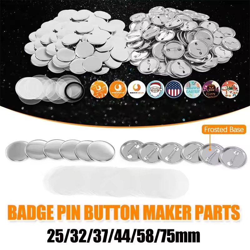 100Pcs 37/58mmplasticback DIY Badge Button Pins Blank Raw Material pins ...