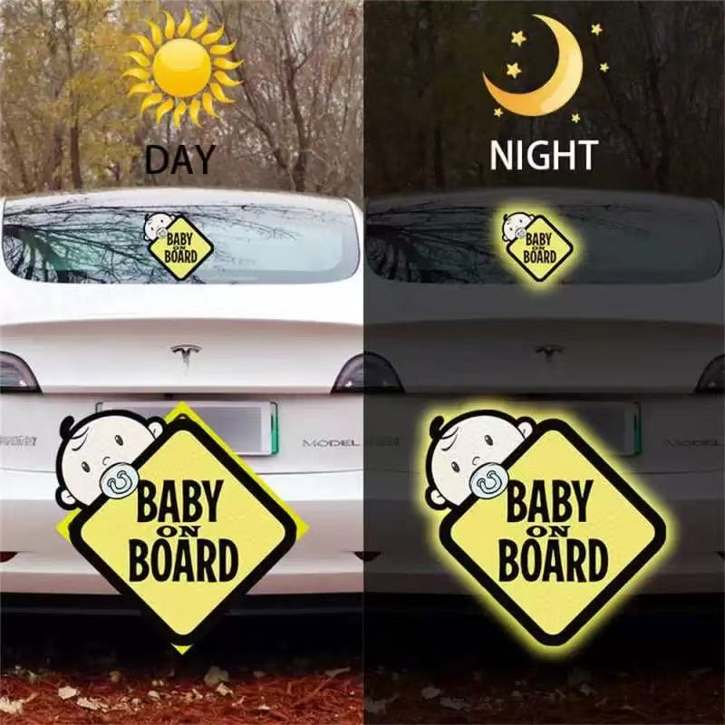 Baby On Board Sticker Reflective Car Sticker Safety Baby in Car Decal ...