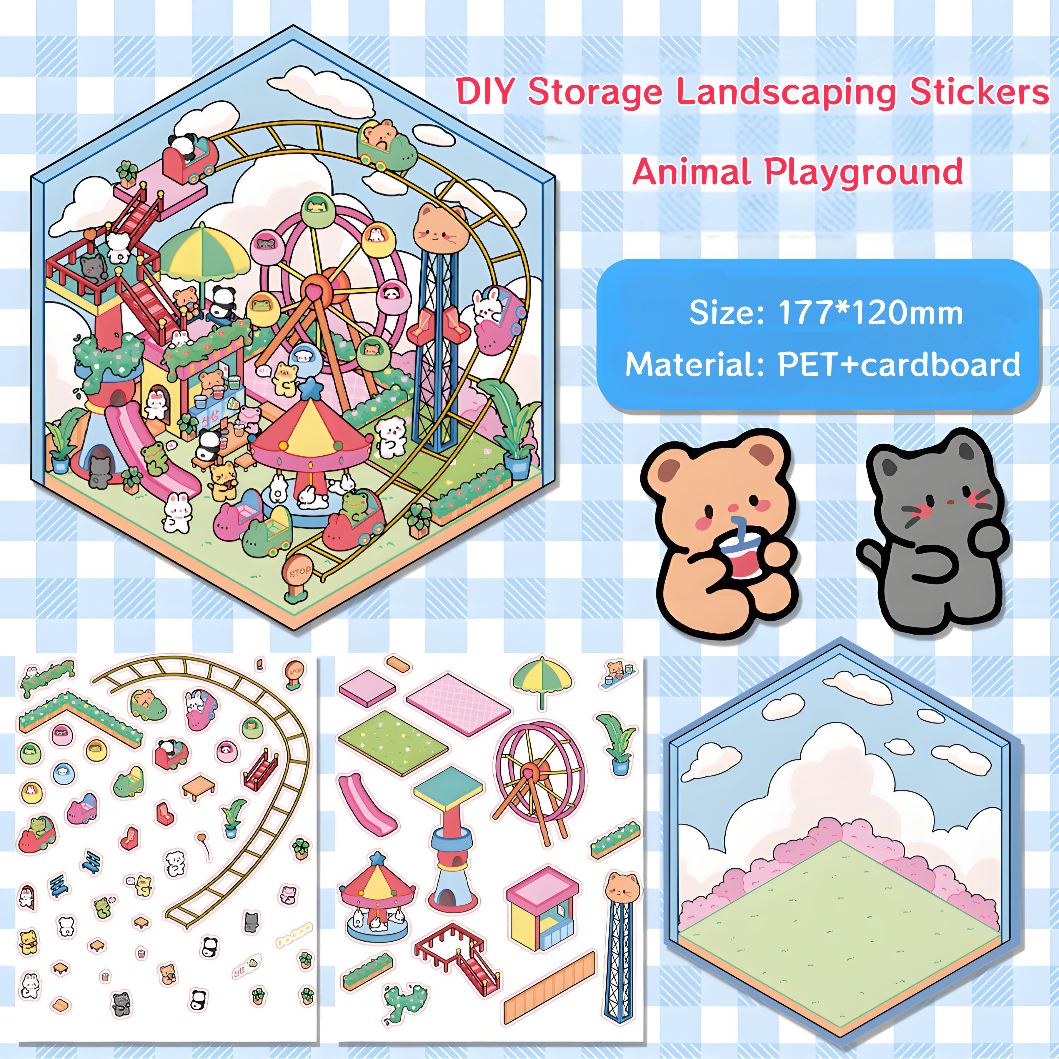 Creative Cartoon Large-Size Landscaping Stickers 3d Miniature Scene ...