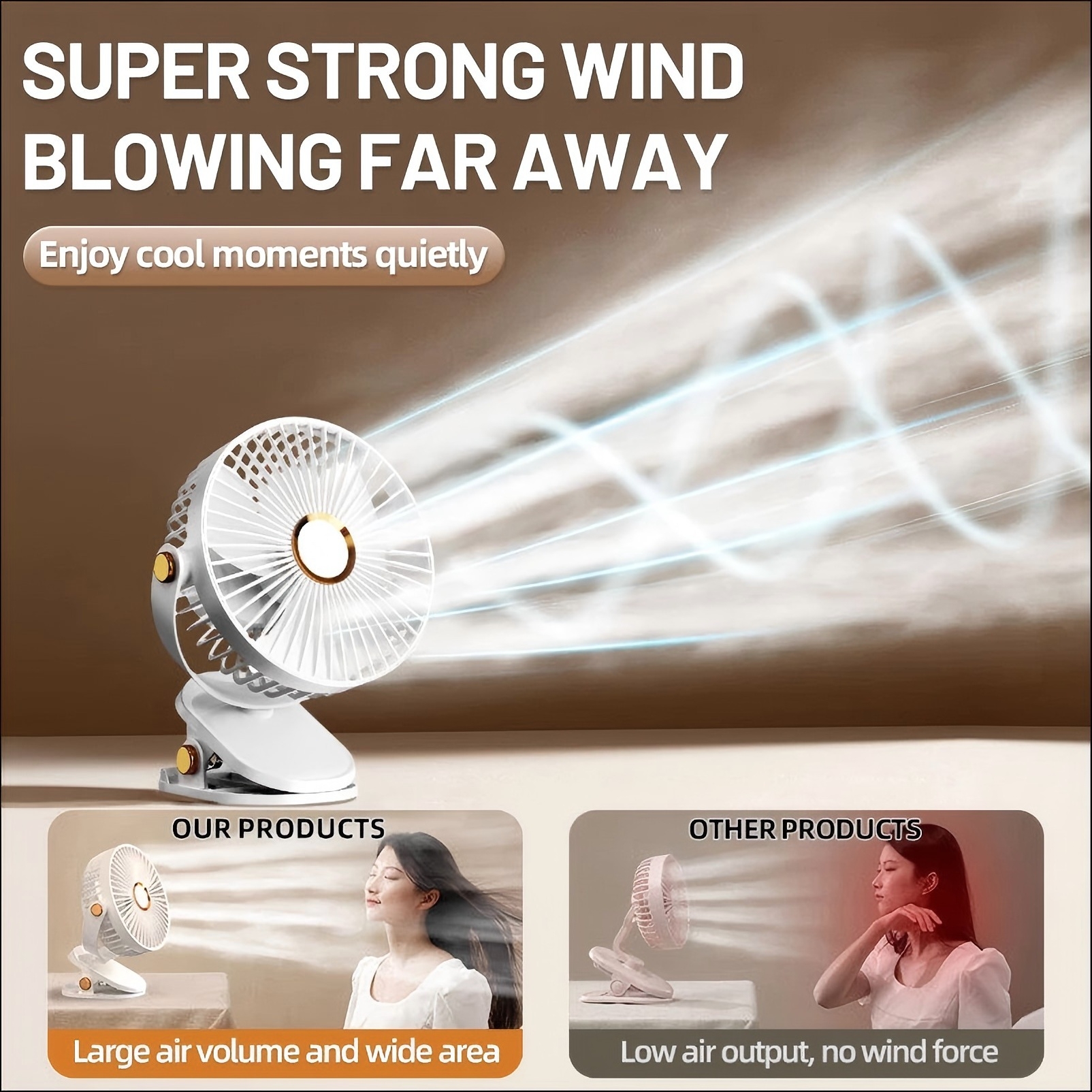 mini Desk Fan with Light rotating clip fan Outdoor portable stroller ...