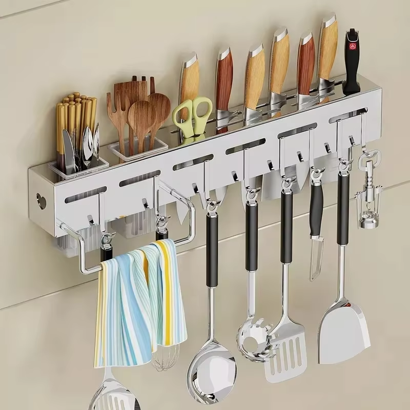 Kitchen Rack Stainless Steel Knife Holder Chopsticks Spoon Cooking ...