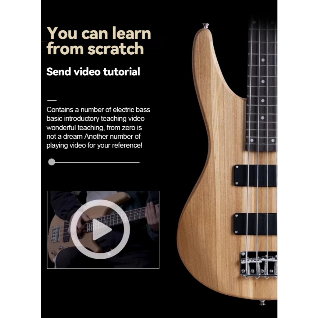 Bass Guitar Full Size 4 String Exquisite Stylish Bass with Power Line ...