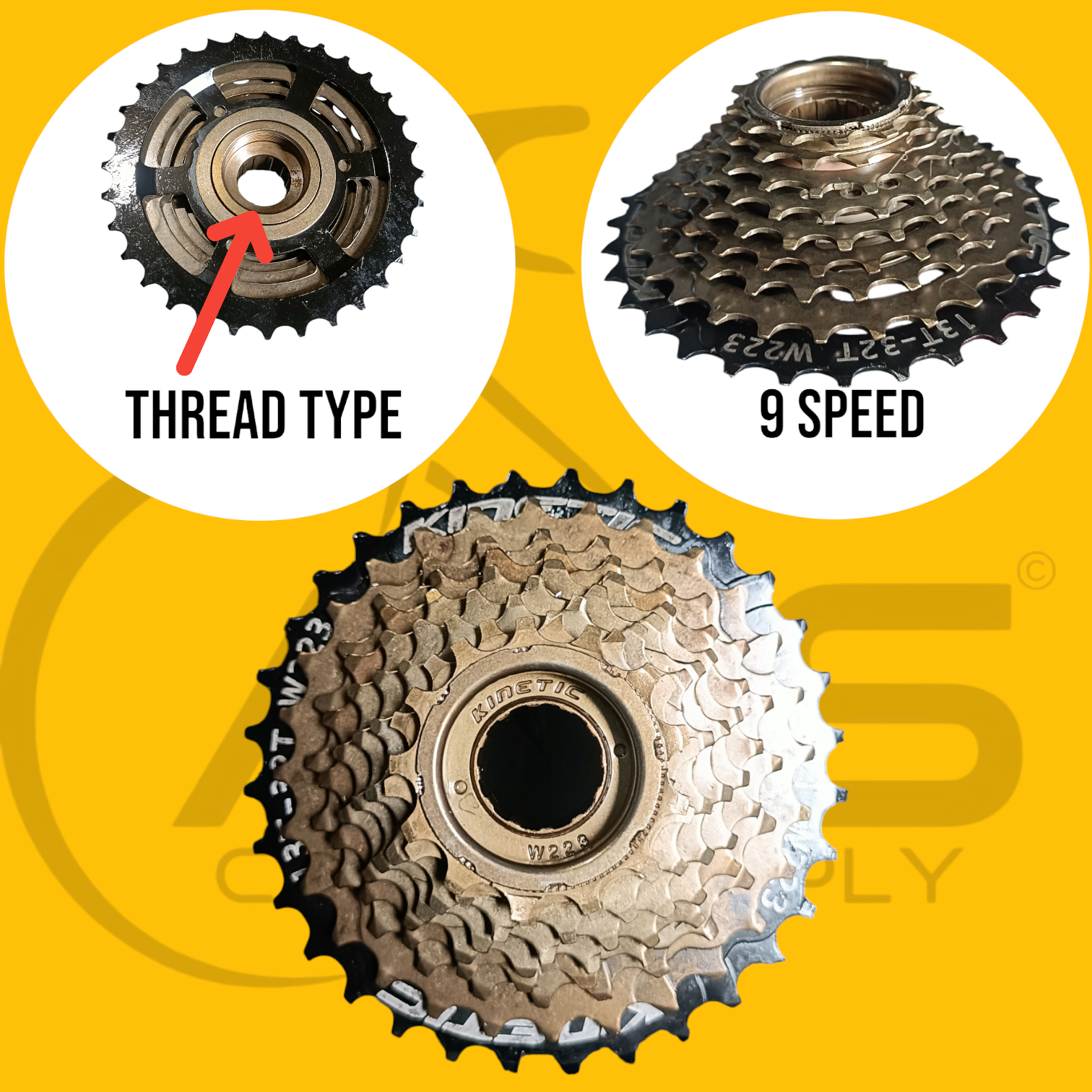 KINETIC SPROCKET THREAD TYPE 6 / 7 / 9 MULTI SPEED COGS BIKE PARTS ...